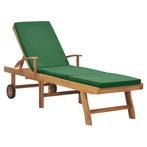 vidaXL Chaise longue avec coussin Bois de teck solide, Jardin & Terrasse, Verzenden, Neuf