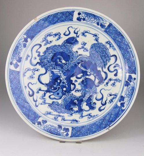 Bord - Porselein - Chinese blauw-wit bord, Antiek en Kunst, Antiek | Overige Antiek