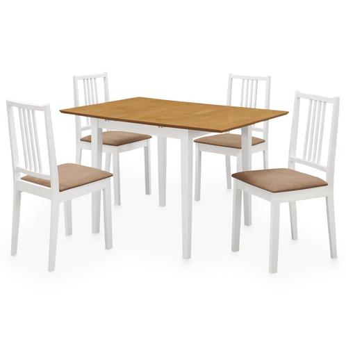 vidaXL 5-delige Eethoek MDF wit, Huis en Inrichting, Complete eetkamers, Nieuw, Verzenden