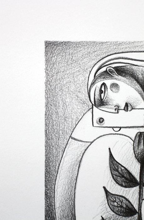 Jone Hopper - Etude pour muse à la fleur, Antiek en Kunst, Kunst | Designobjecten