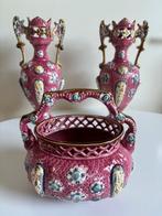 Vaas (3) - Majolica - 3 delig vazen set majolic