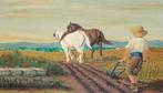Palmerola (XX) - Campesino arando la tierra, Antiek en Kunst, Kunst | Schilderijen | Klassiek