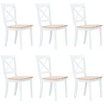 vidaXL Eetkamerstoelen 6 st massief rubberwood wit en, Verzenden, Nieuw