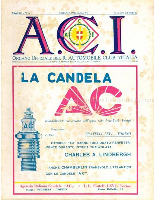 1927 A.C.I. (ORGANO UFFICIALE DELLAUTOMOBILE CLUB, Boeken, Auto's | Folders en Tijdschriften