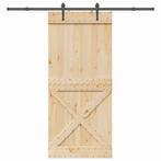 vidaXL Schuifdeur met beslag 100x210 cm massief grenenhout, Doe-het-zelf en Bouw, Deuren en Vliegenramen, Verzenden, Nieuw