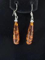 Amber teardrop hanger oorbellen - Barnsteen (Zonder