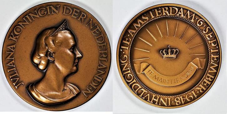 Ter herinnering aan de inhuldiging van Koningin Juliana, Postzegels en Munten, Penningen en Medailles, Verzenden