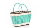 Vintage rieten tas | Retro shopper tas | Brocante groene ta