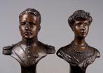 Statue, koning roi Albert koningin reine Elisabeth - 27 cm -, Antiek en Kunst, Antiek | Keramiek en Aardewerk