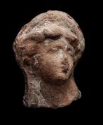 Grec ancien - Grande tête votive - jeune femme au diadème -