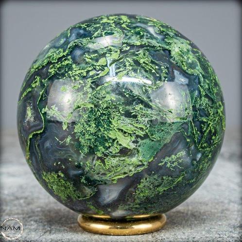 Mousse artistique naturelle rare - Agate Sphère, Brésil-, Verzamelen, Mineralen en Fossielen