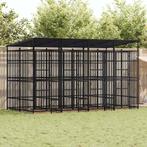 vidaXL Hondenkennel met dak 7,37 m² staal, Verzenden, Nieuw