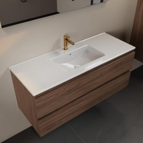 MONDIAZ AIVY 120cm badmeubel Mocha, wastafel glanzend wit, Doe-het-zelf en Bouw, Sanitair, Overige typen, Nieuw, Ophalen of Verzenden