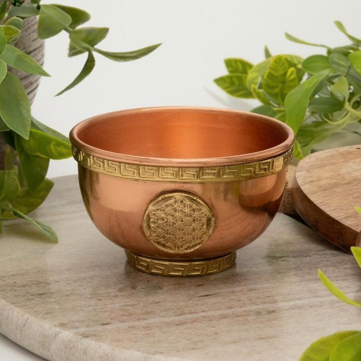 Puur koperen Tibetaanse wierookbrander/offerschaal Flower of, Sport en Fitness, Gezondheidsproducten en Wellness, Ophalen of Verzenden