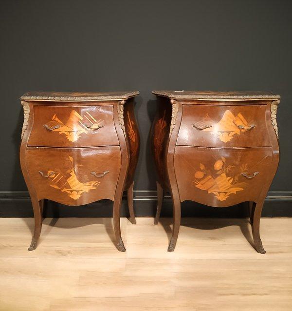 Nachtkastje (2) - Hout, Brons, Metaal, Messing -, Antiquités & Art, Antiquités | Autres Antiquités