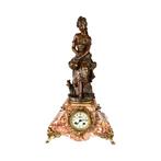 Horloge de cheminée avec personnage -   Bronze, Marbre,, Antiquités & Art