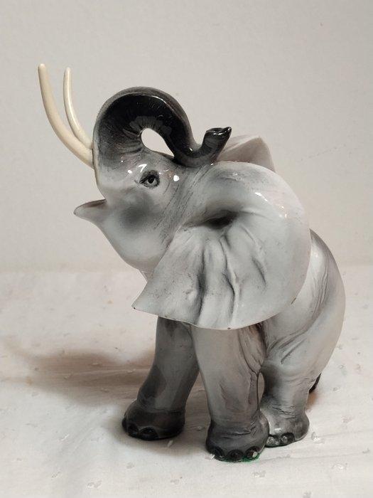 Cacciapuoti - sculptuur, Elefantino - 13 cm - Keramiek, Antiquités & Art, Antiquités | Verre & Cristal