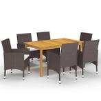 vidaXL 7-delige Tuinset met kussens bruin, Tuin en Terras, Verzenden, Nieuw, Tuinset