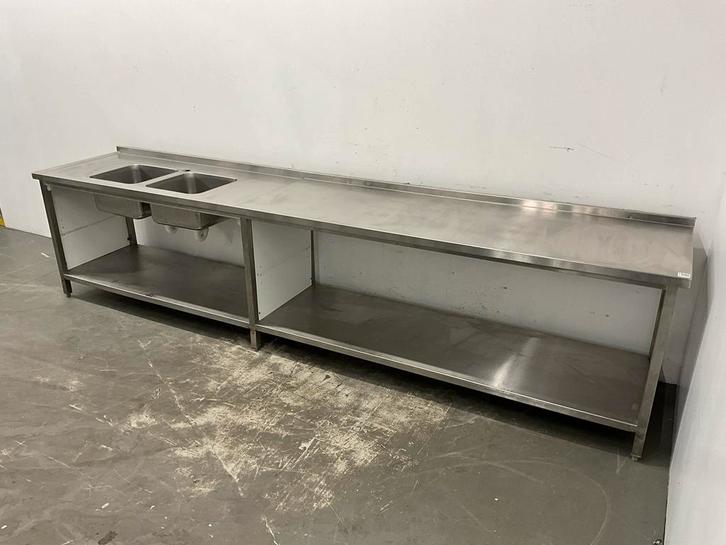 Meerdere RVS Spoel- en werktafels met dubbele wasbak, Zakelijke goederen, Horeca | Keukenapparatuur, Gebruikt, Inox Meubilair