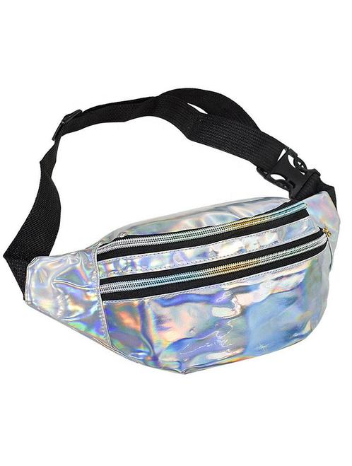 Heuptas Holografisch Zilver Ritsen Fanny Pack Drie Vakken Zw, Handtassen en Accessoires, Tassen | Damestassen, Overige kleuren