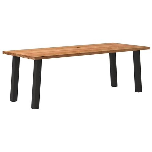 vidaXL Eettafel rechthoekig 220x90x74 cm massief eikenhout, Huis en Inrichting, Tafels | Eettafels, Nieuw, Verzenden