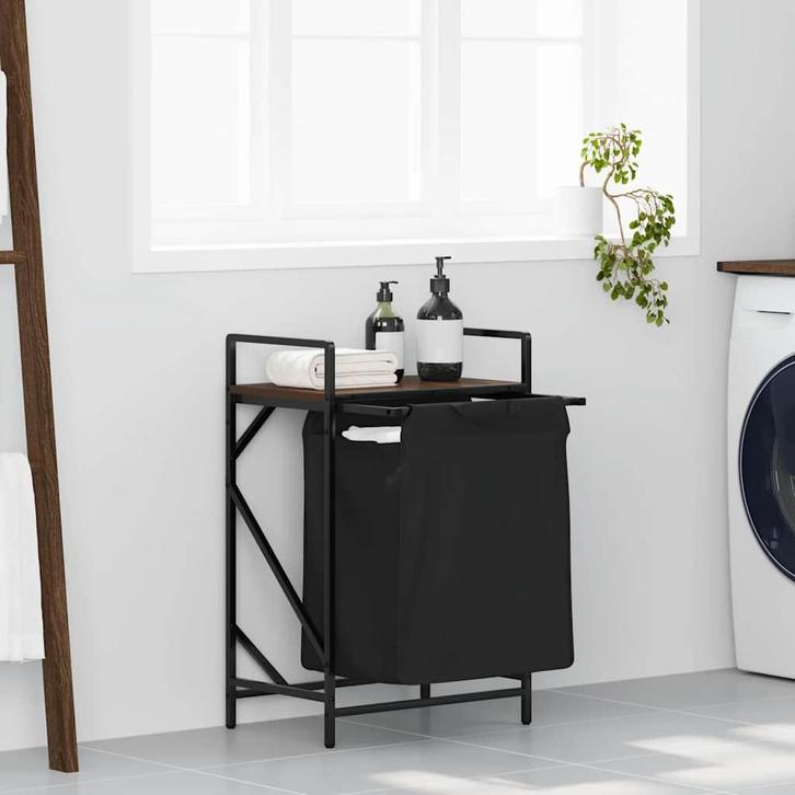 vidaXL Wasmand 1 vak met plank bruin eikenkleurig, Huis en Inrichting, Woonaccessoires | Overige, Nieuw, Verzenden