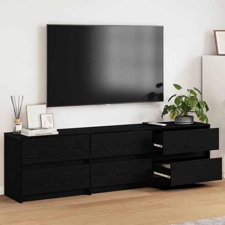 vidaXL TV Kast Zwart 182 x 34 x 50 cm, Huis en Inrichting, Kasten |Televisiemeubels, Nieuw, Verzenden