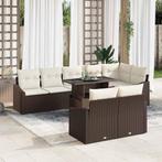 vidaXL Tuinbank Set met kussen 9 pcs Bruin en crème 100 x 55, Verzenden, Nieuw