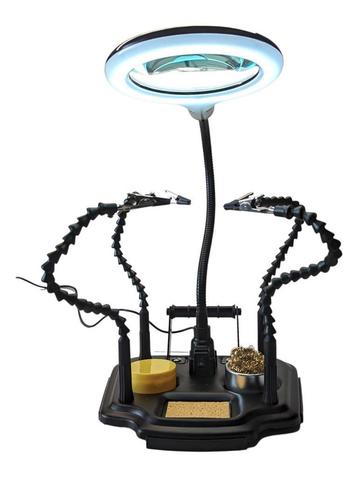 Helpende hand-viervoudig met LED-loeplamp-5 dioptrien-USB beschikbaar voor biedingen
