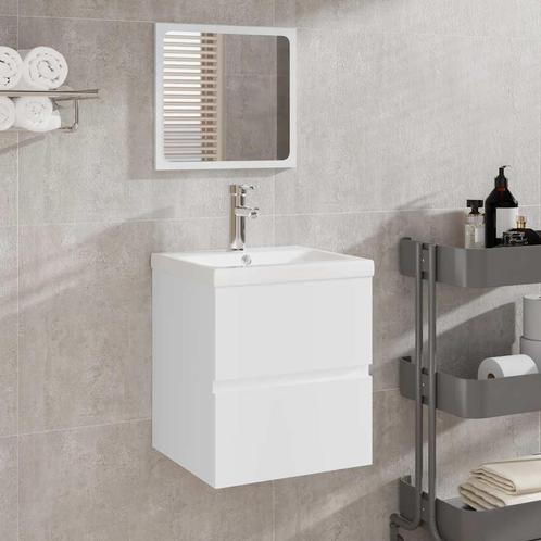 vidaXL Badkamerkast met spiegel bewerkt hout wit, Huis en Inrichting, Badkamer | Badkamermeubels, Nieuw, Verzenden