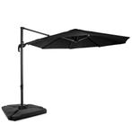 Zweefparasol Bardolino Ø300cm – Premium parasol - Zwart |, Tuin en Terras, Verzenden, Nieuw
