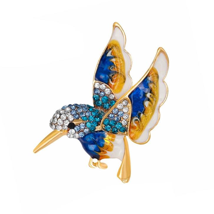 Fako Bijoux - Broche - Vogel - 42x41mm - Blauw, Handtassen en Accessoires, Broches, Verzenden