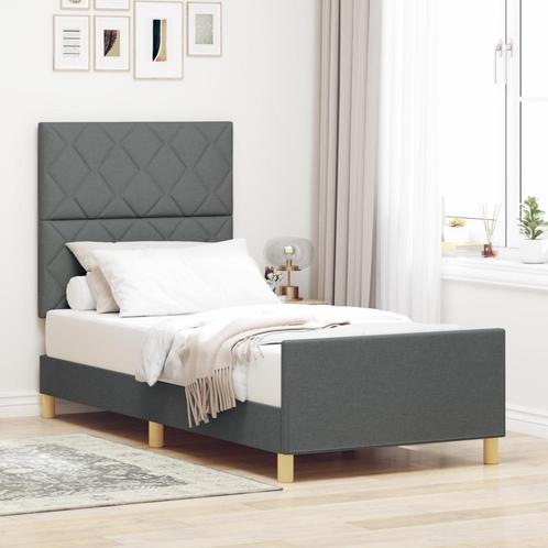 vidaXL Bedframe Donkergrijs 100x200 cm Stof, Huis en Inrichting, Slaapkamer | Bedden, Nieuw, Verzenden