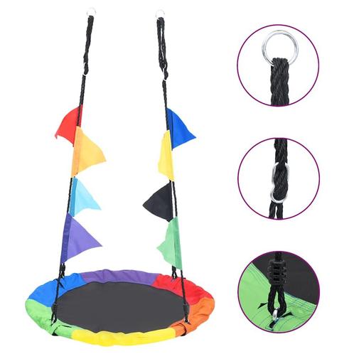 vidaXL Nestschommel met vlaggetjes 100 cm regenboogkleurig, Kinderen en Baby's, Speelgoed | Buiten | Speeltoestellen, Nieuw, Verzenden