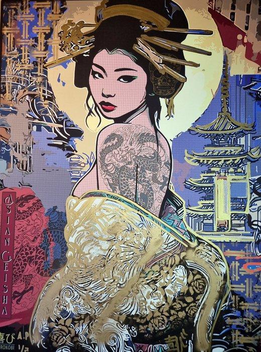 Yorokobi (XX-XXI) - ASIAN GEISHA (XL Gold embellished, Antiek en Kunst, Kunst | Designobjecten