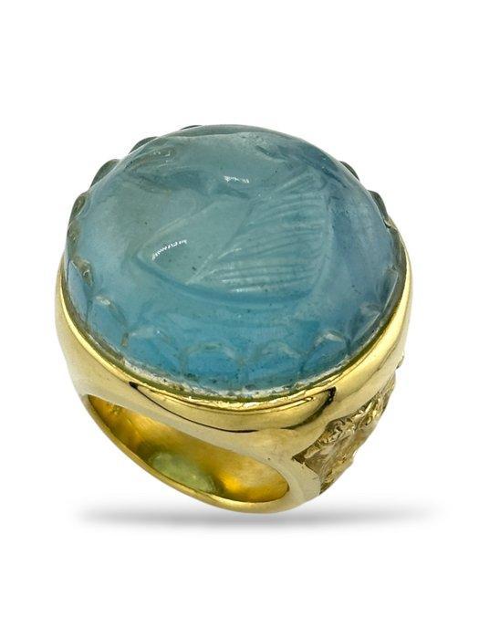 Ring - 18 karaat Geel goud, 18K gouden ring met grote, Handtassen en Accessoires, Ringen