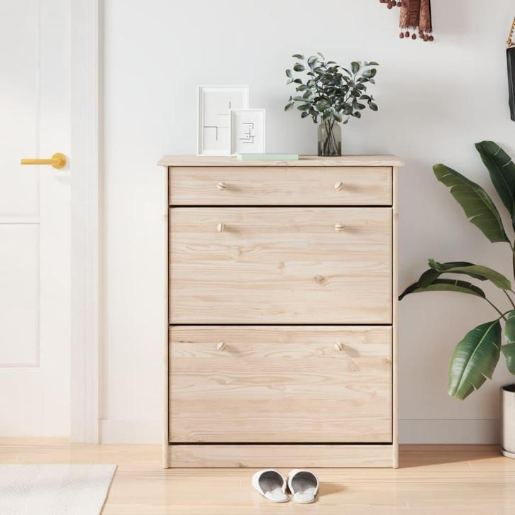 vidaXL Schoenenkast ALTA 77x35x96 cm massief grenenhout, Huis en Inrichting, Kasten | Schoenenkasten, Nieuw, Verzenden