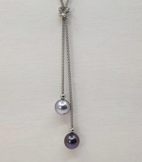 Sans Prix de Réserve - Collier Perles de Tahiti argentées et, Handtassen en Accessoires, Kettingen
