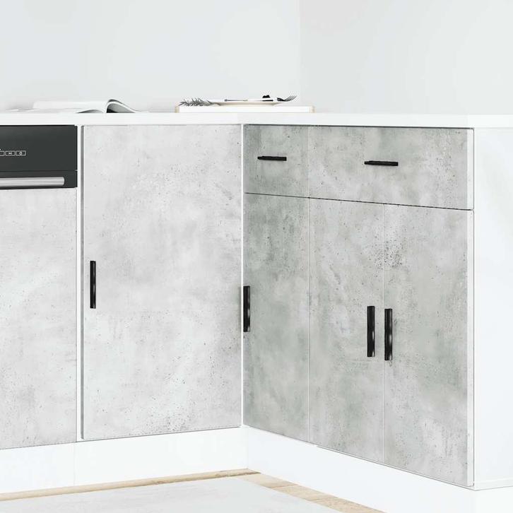 vidaXL Keuken onderkast Lyon bewerkt hout betongrijs, Huis en Inrichting, Kasten | Overige, Nieuw, Verzenden