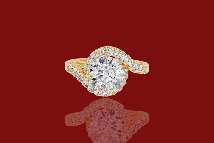 Ring - 14 karaat Geel goud - 2.45ct. tw. Diamant (Lab-grown), Handtassen en Accessoires, Ringen