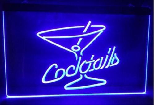 Cocktails neon bord lamp LED verlichting reclame lichtbak co, Huis en Inrichting, Lampen | Overige, Nieuw, Verzenden