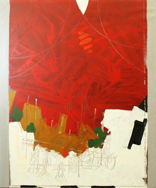 Gastone Biggi (1925-2014) - La periferia rossa, Antiek en Kunst, Kunst | Schilderijen | Modern