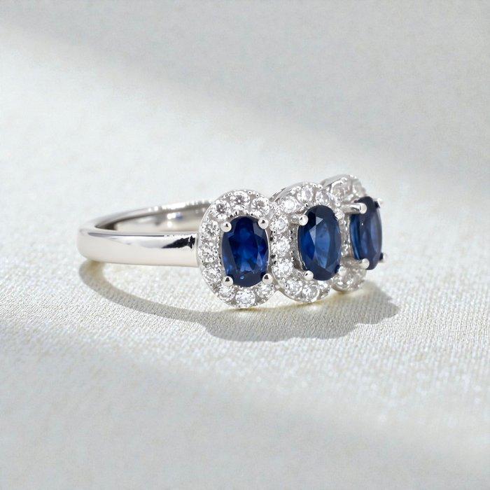 Zonder minimumprijs - Ring Verguld Saffier - Topaas - 18kt, Handtassen en Accessoires, Ringen