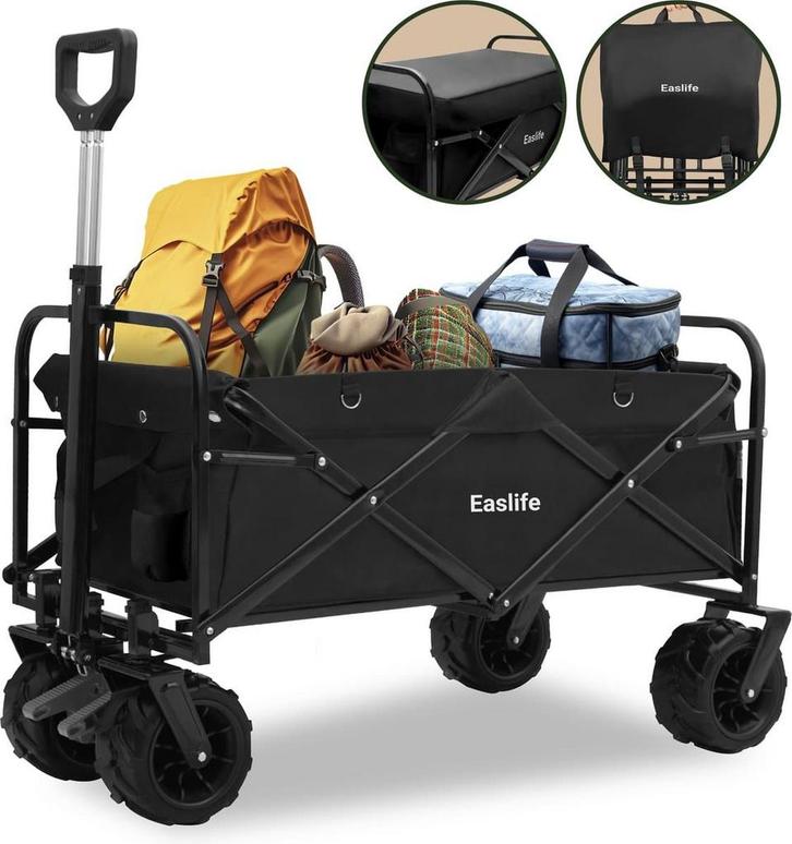 EasLife Bolderkar - Opvouwbare bolderwagen met regen Hoes -, Caravanes & Camping, Chariots, Envoi
