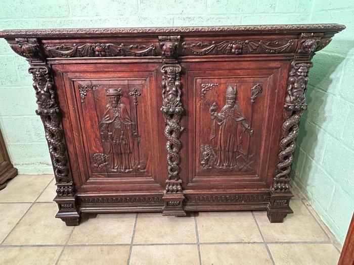 Sacristie kast met St. Jérome & St. Augustin. Neo-gotisch. -, Antiek en Kunst, Kunst | Niet-Westerse kunst