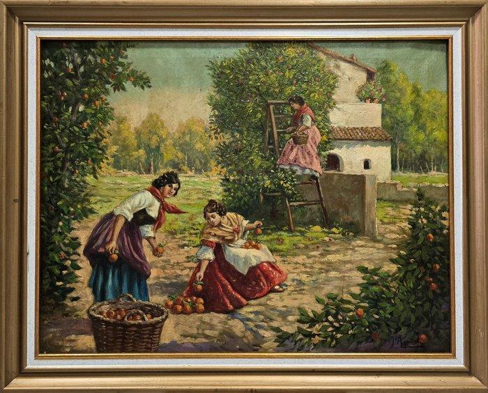 Escuela Valenciana (XX), tras Joaquin Agrasot - La cosecha, Antiek en Kunst, Kunst | Schilderijen | Klassiek