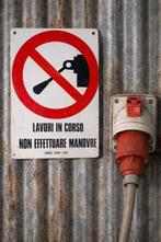 Paire de panneaux industriels italiens « Travaux en cours »