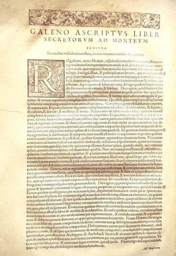 Galeno Claudio. - Galeni ascripti Libri qui variam Artis