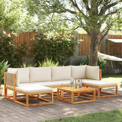 vidaXL 7-delige Tuinbankstel met kussens massief acaciahout, Tuin en Terras, Tuinsets en Loungesets, Nieuw, Verzenden