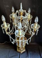 Lampe de table - Bois laqué, fer doré et verre/cristal